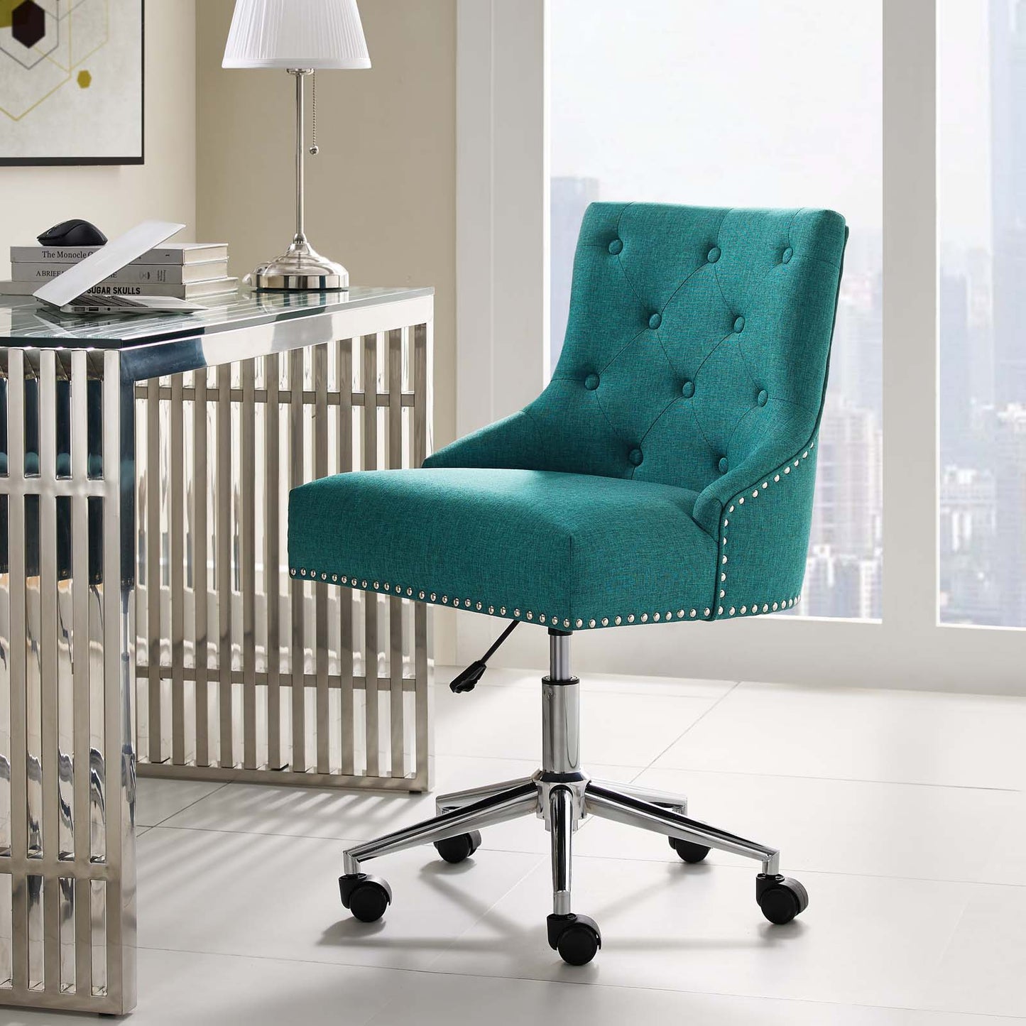 Modway Regent Tufted Button Swivel Upholstered Fabric Office Chair | Office Chairs | Modishstore-22