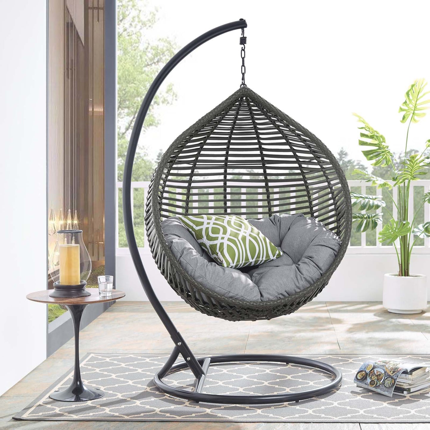 Modway Garner Teardrop Outdoor Patio Swing Chair - EEI-3614 | Outdoor Porch Swings | Modishstore - 1