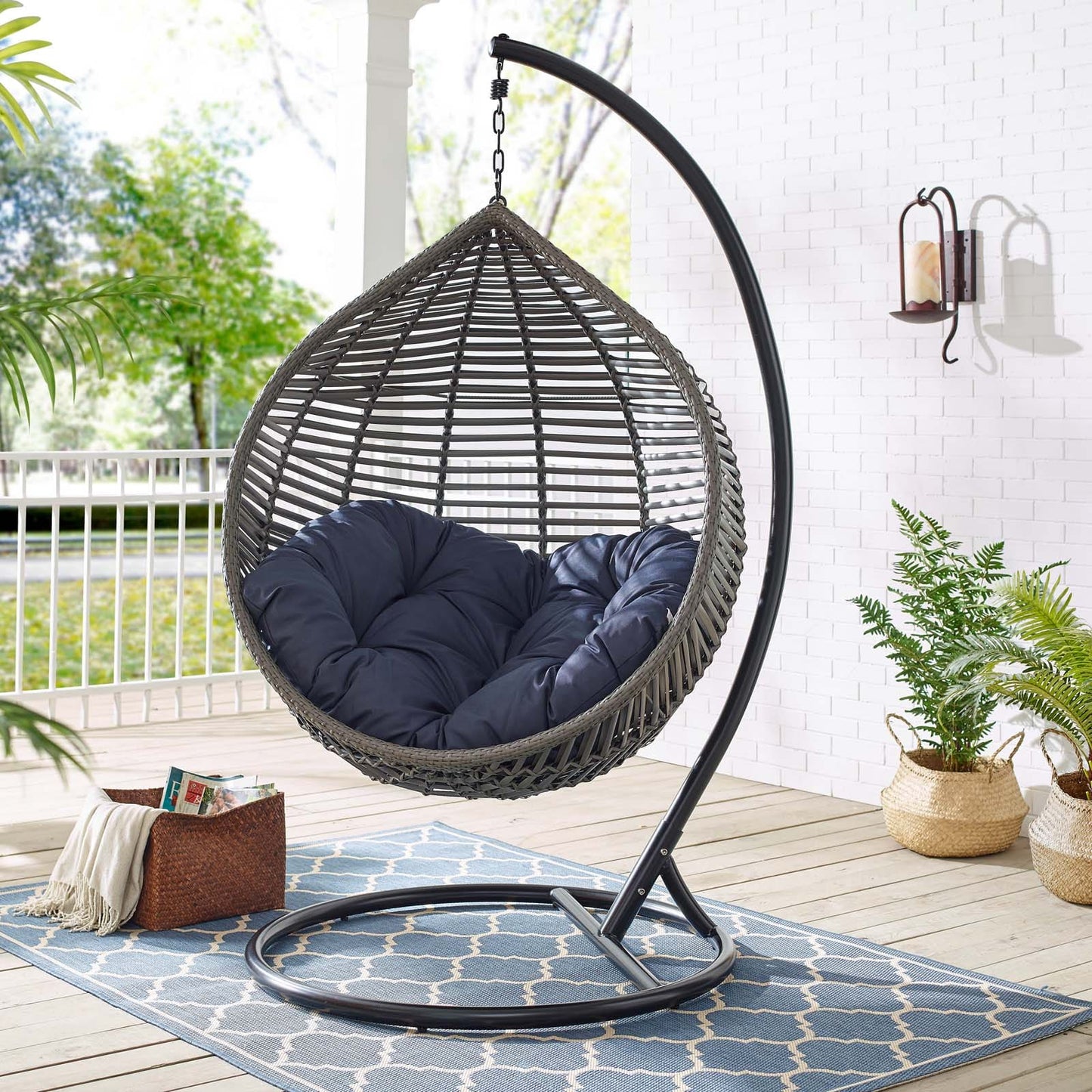 Modway Garner Teardrop Outdoor Patio Swing Chair | Outdoor Porch Swings | Modishstore-18
