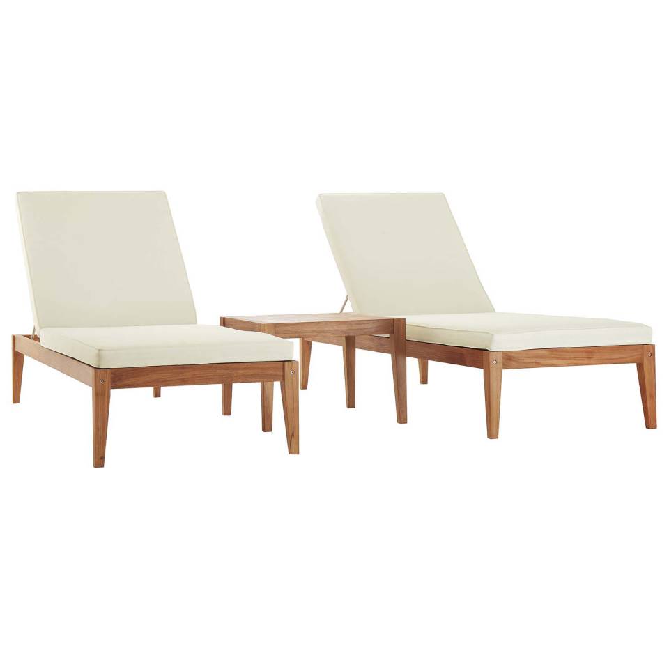 Modway Northlake 3 Piece Outdoor Patio Premium Grade A Teak Wood Set - EEI-3626 | Outdoor Chaise Lounges | Modishstore - 2