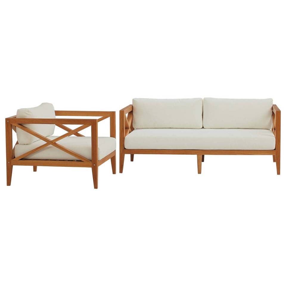 Modway Northlake 2 Piece Outdoor Patio Premium Grade A Teak Wood Set - EEI-3629 | Outdoor Sofas, Loveseats & Sectionals | Modishstore - 2