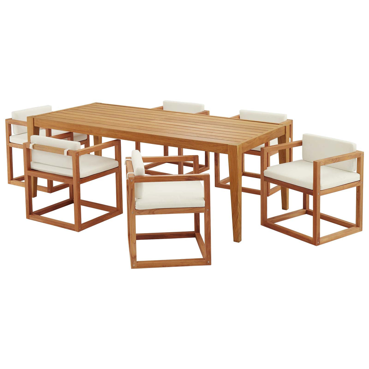 Newbury 7 Piece Outdoor Patio Premium Grade A Teak Wood Set By Modway - EEI-3650 | Outdoor Dining Sets | Modishstore - 2