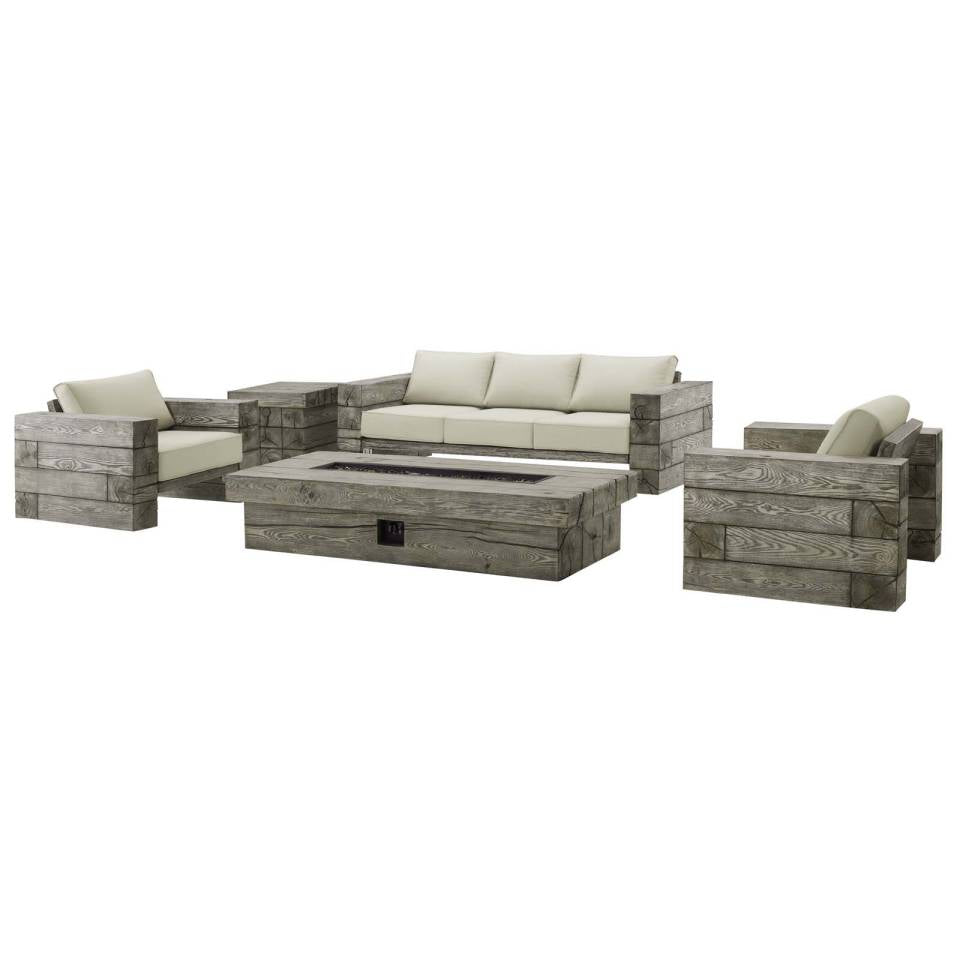Modway Manteo Rustic Coastal Outdoor Patio Sunbrella® 5 Piece Set - EEI-3651 | Outdoor Sofas, Loveseats & Sectionals | Modishstore - 2