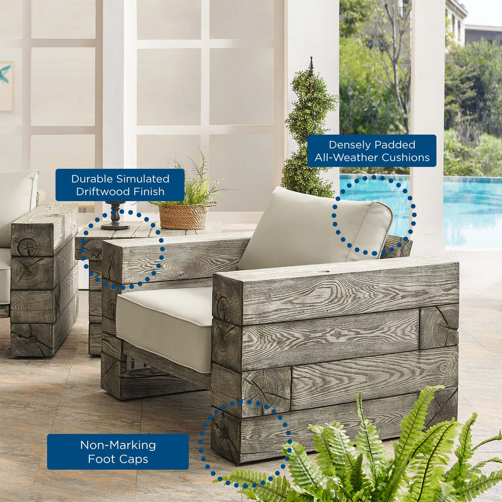 Modway Manteo Rustic Coastal Outdoor Patio Sunbrella® 3 Piece Set - EEI-3652 | Outdoor Sofas, Loveseats & Sectionals | Modishstore - 7