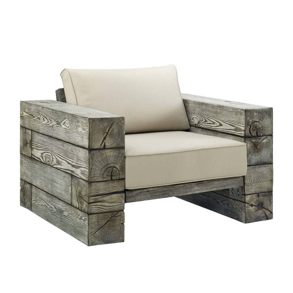 Modway Manteo Rustic Coastal Outdoor Patio Sunbrella® Lounge Armchair Set of 2 - EEI-3653 | Outdoor Sofas, Loveseats & Sectionals | Modishstore - 3