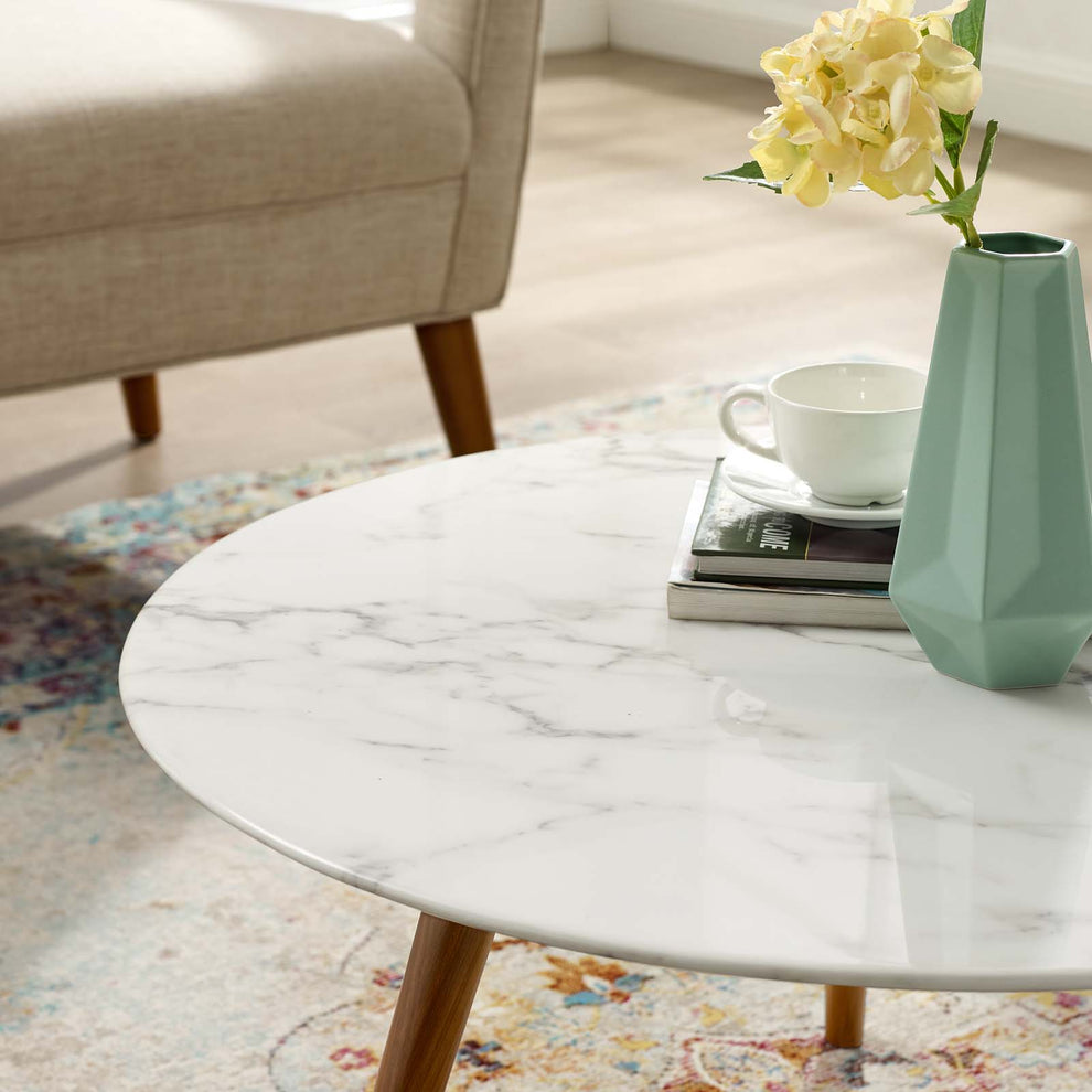 Lippa 28" Round Artificial Marble Coffee Table with Tripod Base By Modway - EEI-3660 | Coffee Tables | Modishstore - 3