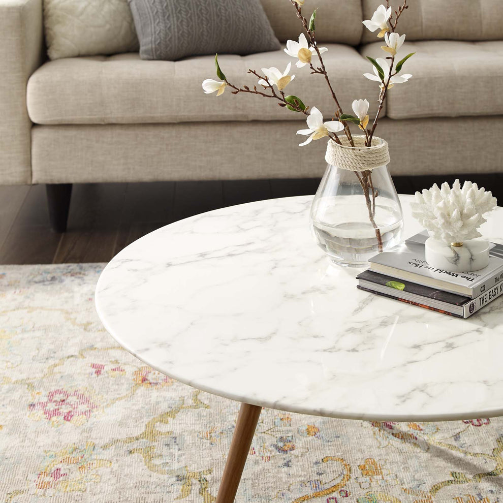 Modway Lippa 36" Round Artificial Marble Coffee Table with Tripod Base - EEI-3661 | Coffee Tables | Modishstore - 3