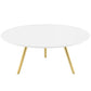 Modway Lippa 36" Round Wood Top Coffee Table with Tripod Base in Gold White | Coffee Tables | Modishstore