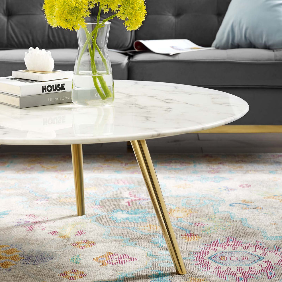Modway Lippa 36" Round Artificial Marble Coffee Table with Tripod Base-EEI-3665 - EEI-3665 | Coffee Tables | Modishstore - 2