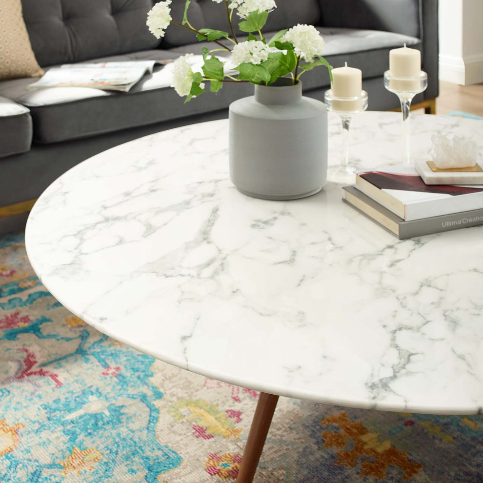 Modway Lippa 47" Round Artificial Marble Coffee Table with Tripod Base - EEI-3669 | Coffee Tables | Modishstore - 2