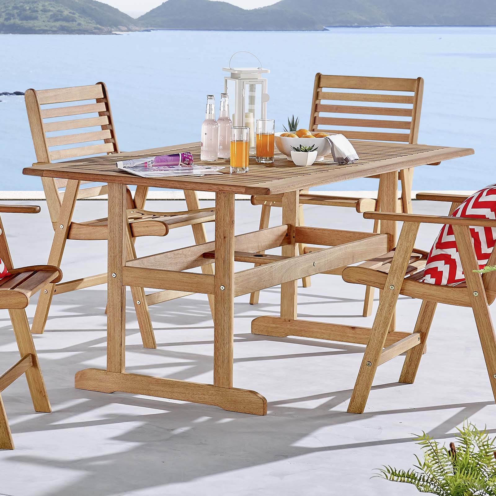 Modway Hatteras 59" Rectangle Outdoor Patio Eucalyptus Wood Dining Table - EEI-3675 | Dining Tables | Modishstore - 1