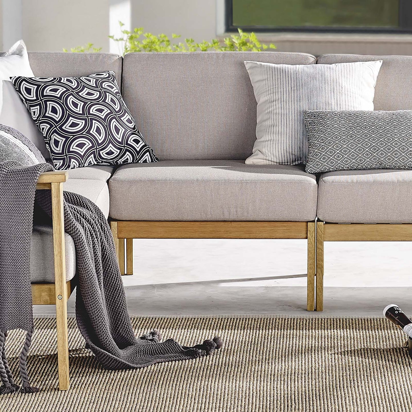 Modway Sedona Outdoor Patio Eucalyptus Wood Sectional Sofa Armless Chair - EEI-3681 | Accent Chairs | Modishstore - 1