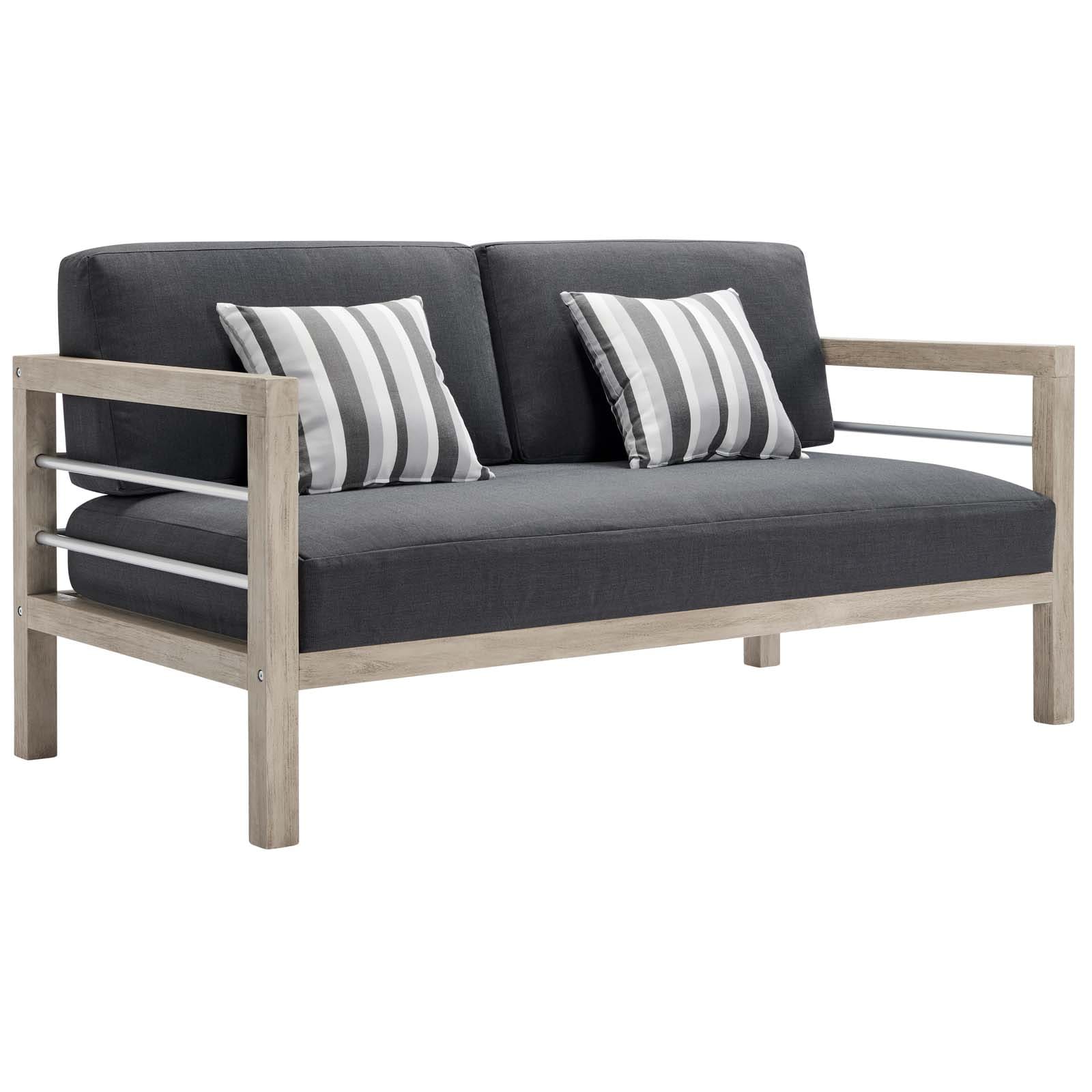 Modway Wiscasset Outdoor Patio Acacia Wood Loveseat - EEI-3684 | Sofa Set | Modishstore - 2