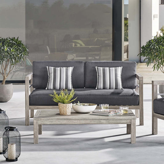 Modway Wiscasset Outdoor Patio Acacia Wood Loveseat - EEI-3684 | Sofa Set | Modishstore - 1