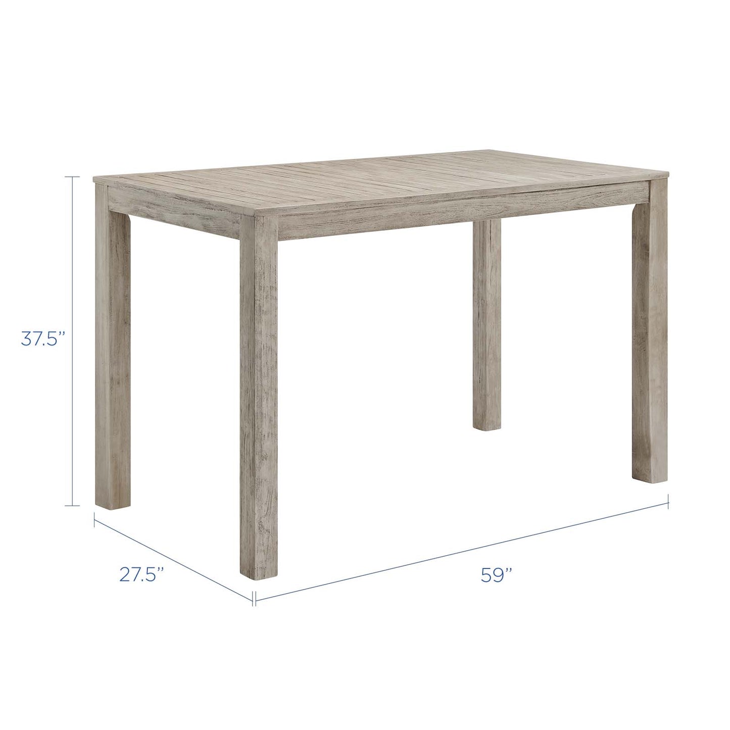 Wiscasset 59" Outdoor Patio Acacia Wood Bar Table By Modway - EEI-3686 | Outdoor Tables | Modishstore - 3