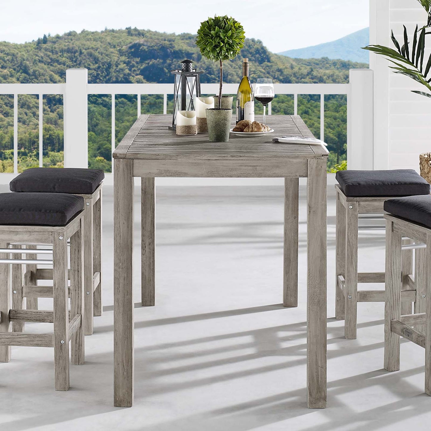 Wiscasset 59" Outdoor Patio Acacia Wood Bar Table By Modway - EEI-3686 | Outdoor Tables | Modishstore - 1