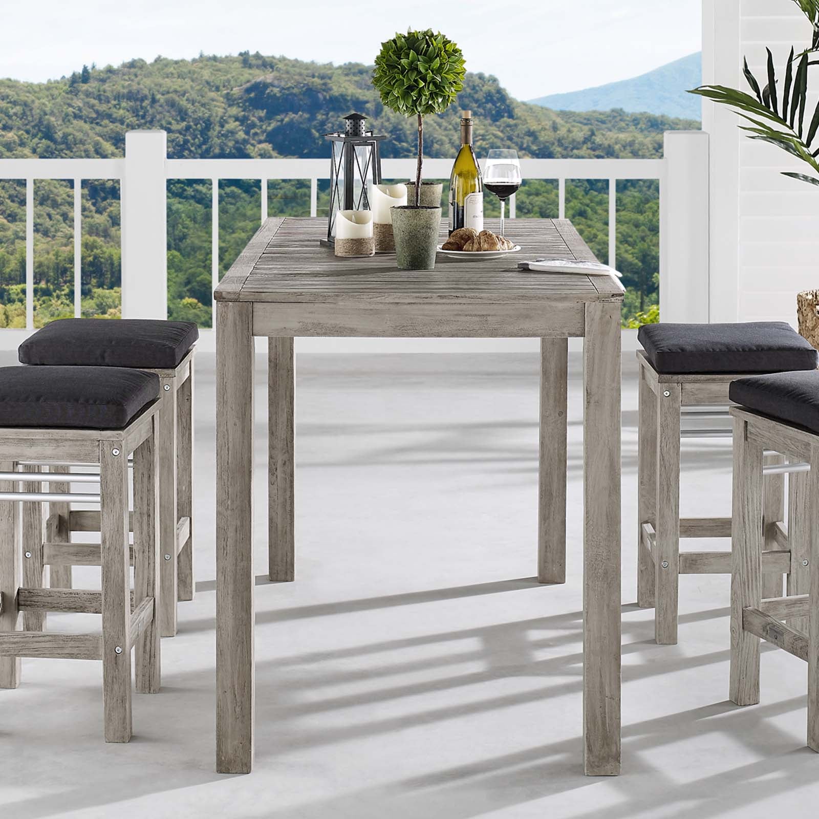 Wiscasset 59" Outdoor Patio Acacia Wood Bar Table By Modway - EEI-3686 | Outdoor Tables | Modishstore - 1