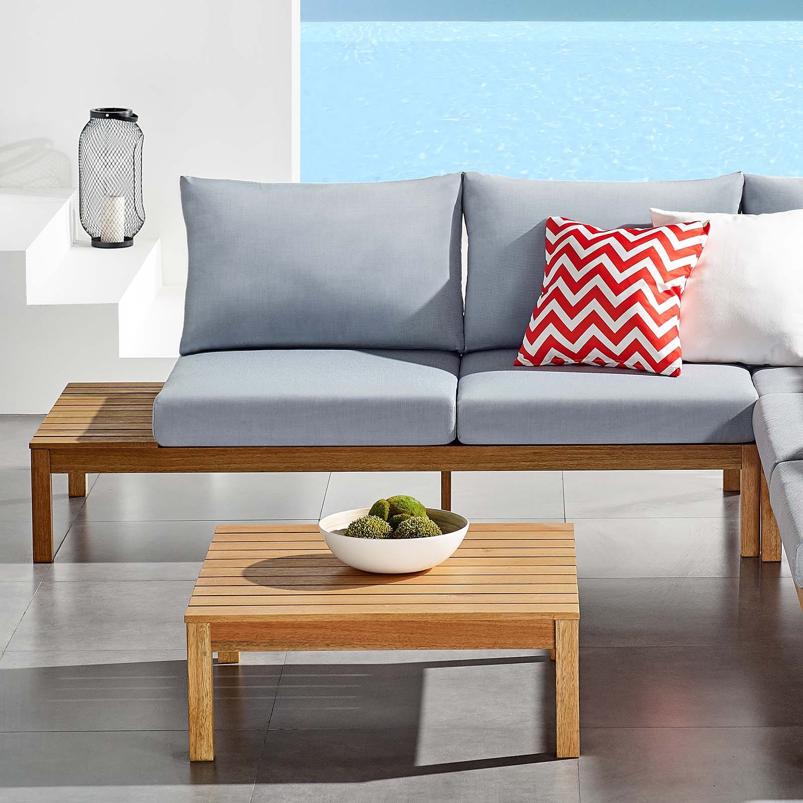 Modway Freeport Karri Wood Outdoor Patio Loveseat with Right-Facing Side End Table - EEI-3692 | Outdoor Sofas, Loveseats & Sectionals | Modishstore - 1