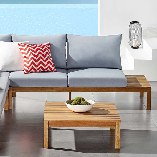 Modway Freeport Karri Wood Outdoor Patio Loveseat with Left-Facing Side End Table - EEI-3693 | Outdoor Sofas, Loveseats & Sectionals | Modishstore - 1