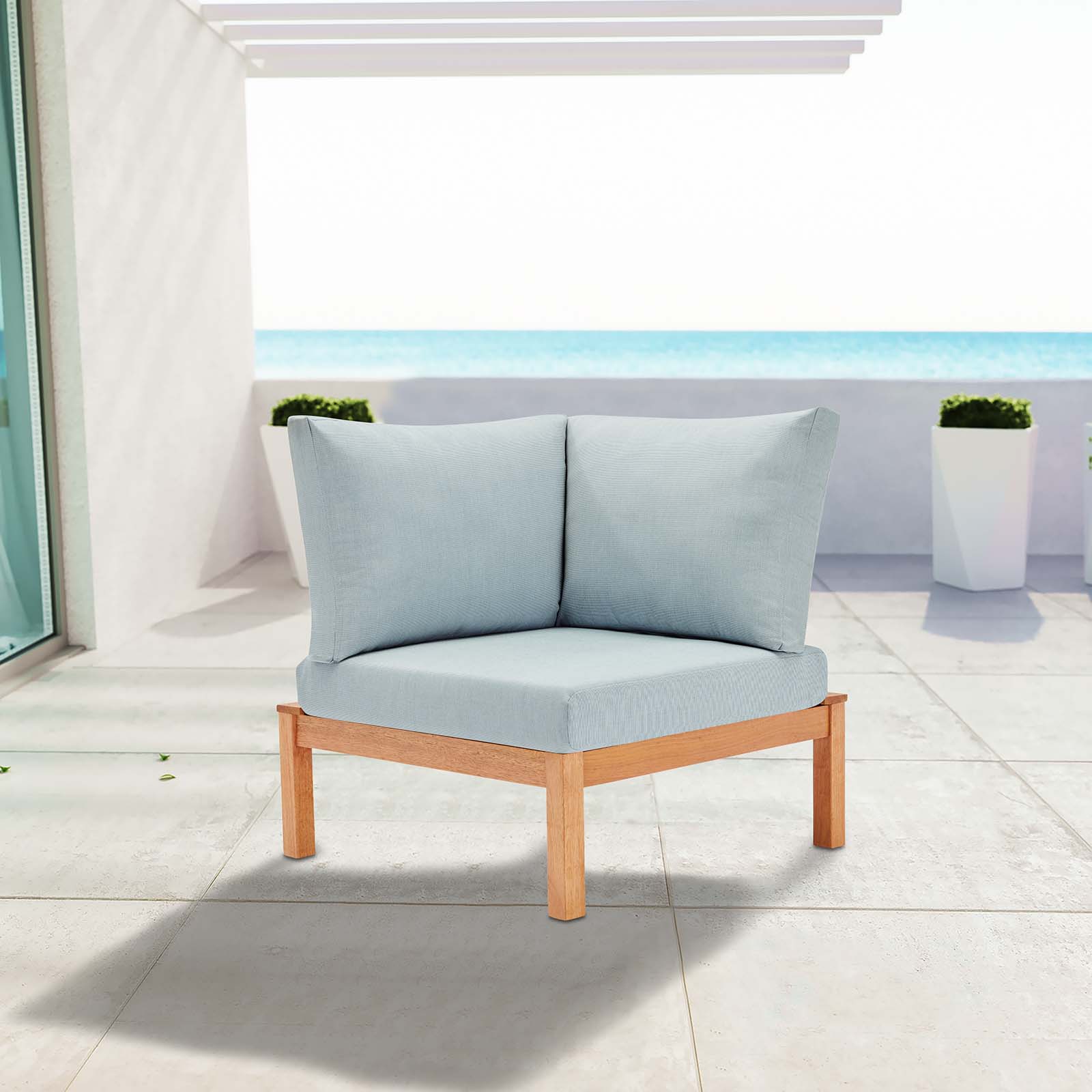 Modway Freeport Karri Wood Sectional Sofa Outdoor Patio Corner Chair - EEI-3694 | Outdoor Chairs | Modishstore - 1