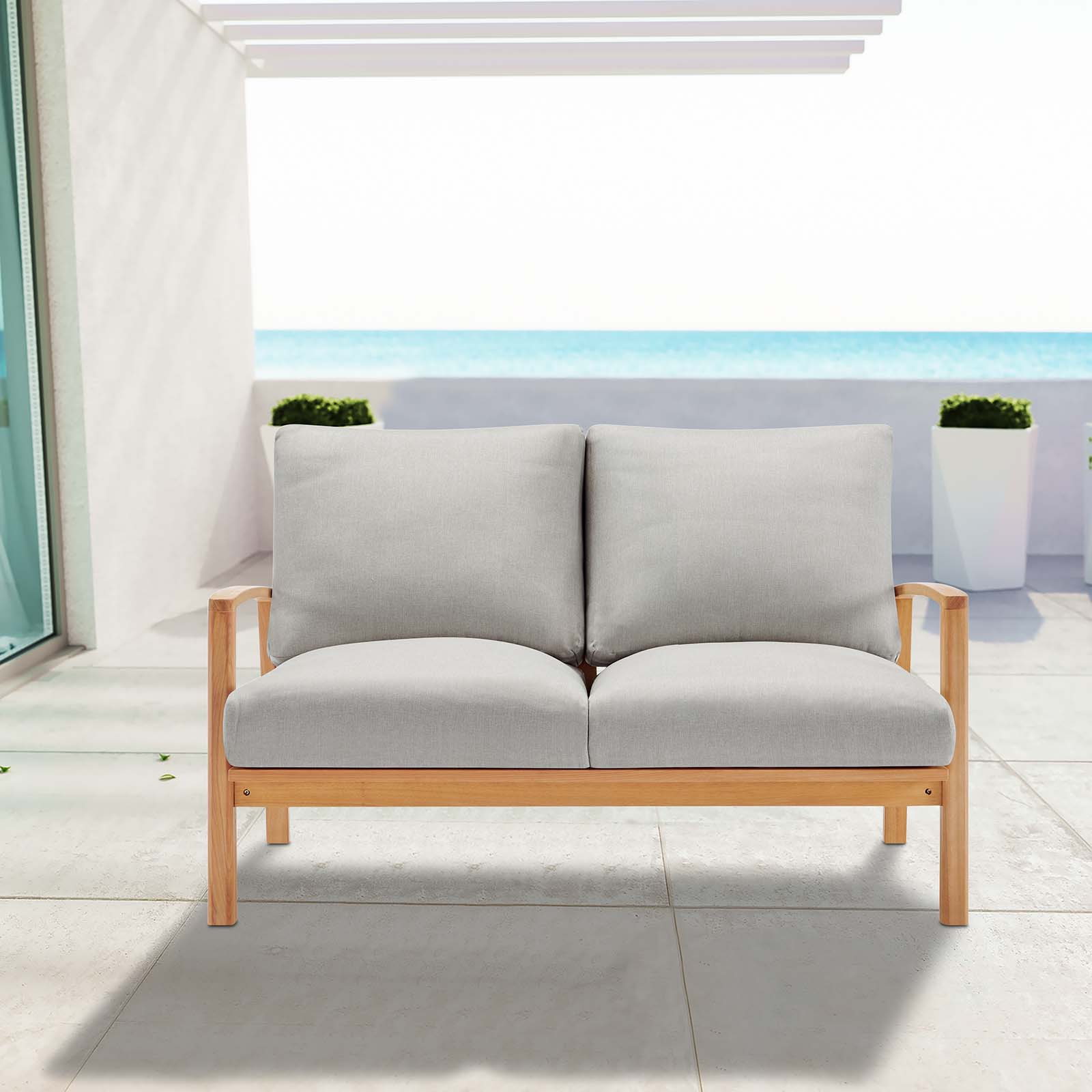 Modway Orlean Outdoor Patio Eucalyptus Wood Loveseat - EEI-3697 | Outdoor Sofas, Loveseats & Sectionals | Modishstore - 1