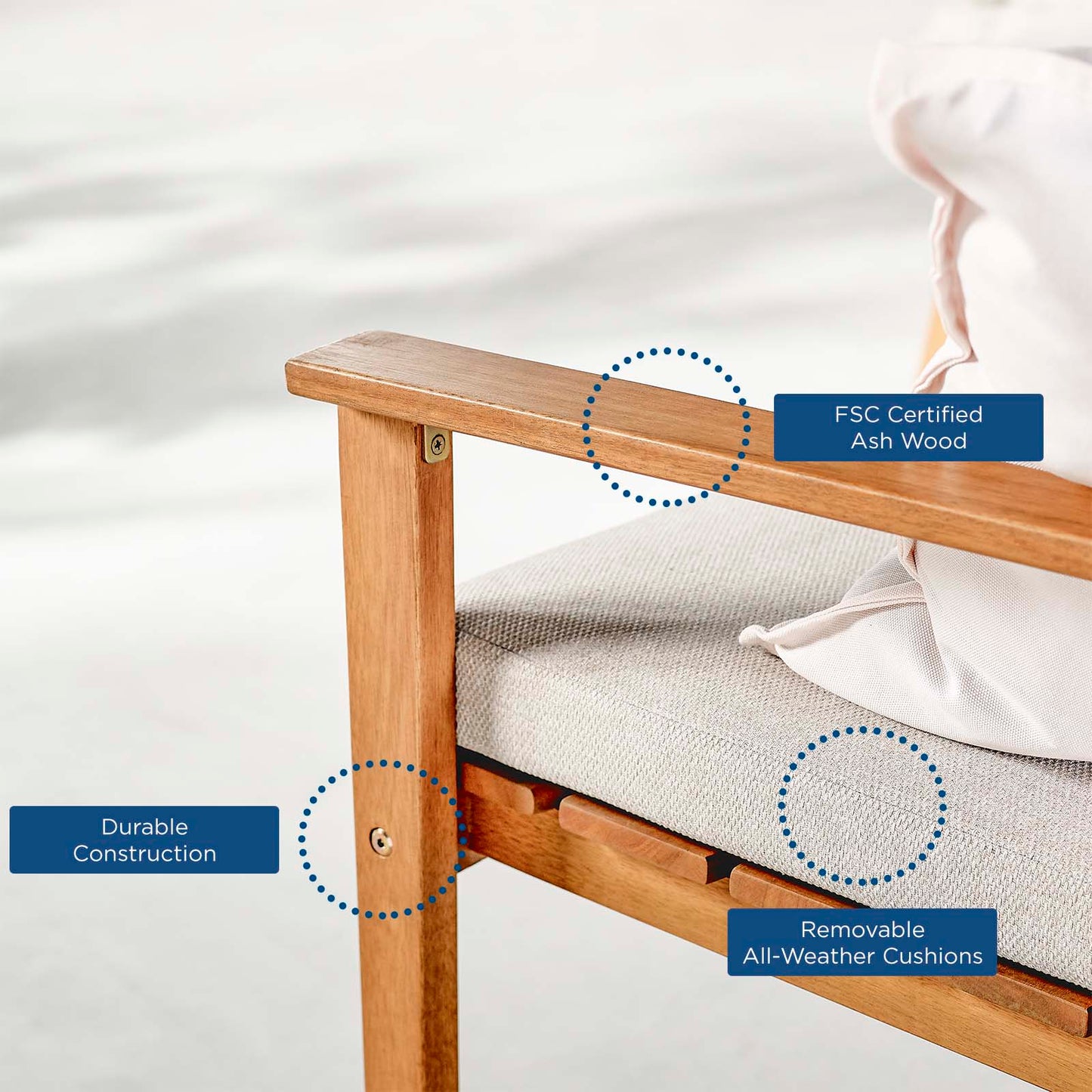 Breton Outdoor Patio Ash Wood Armchair By Modway - EEI-3713 | Outdoor Chairs | Modishstore - 7