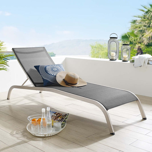 Modway Savannah Mesh Chaise Outdoor Patio Aluminum Lounge Chair | Outdoor Recliners & Lounge Chairs | Modishstore