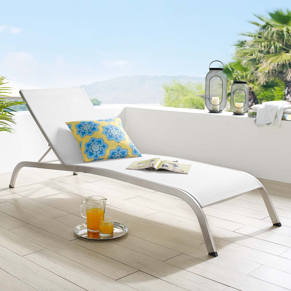 Modway Savannah Mesh Chaise Outdoor Patio Aluminum Lounge Chair - EEI-3721 | Outdoor Recliners & Lounge Chairs | Modishstore - 14