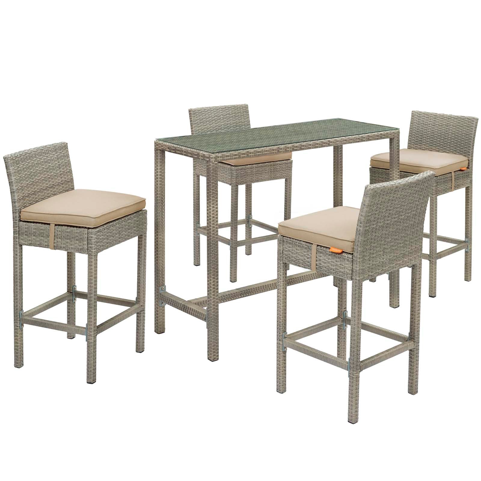 Conduit 5 Piece Outdoor Patio Wicker Rattan Set By Modway - EEI-3722 | Outdoor Sofas, Loveseats & Sectionals | Modishstore - 2