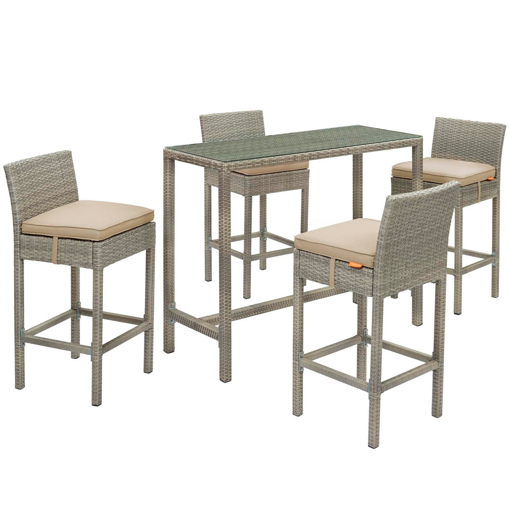 Conduit 5 Piece Outdoor Patio Wicker Rattan Set By Modway - EEI-3722 | Outdoor Sofas, Loveseats & Sectionals | Modishstore - 2