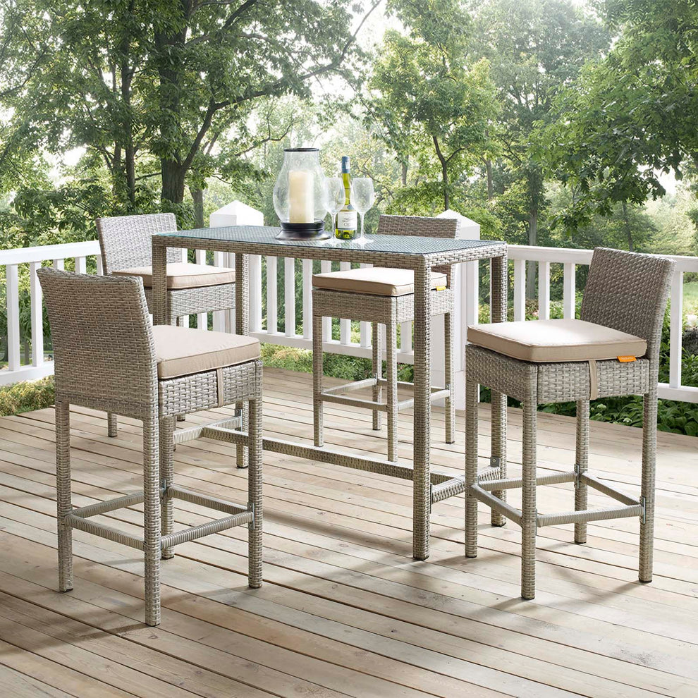 Conduit 5 Piece Outdoor Patio Wicker Rattan Set By Modway - EEI-3722 | Outdoor Sofas, Loveseats & Sectionals | Modishstore - 1