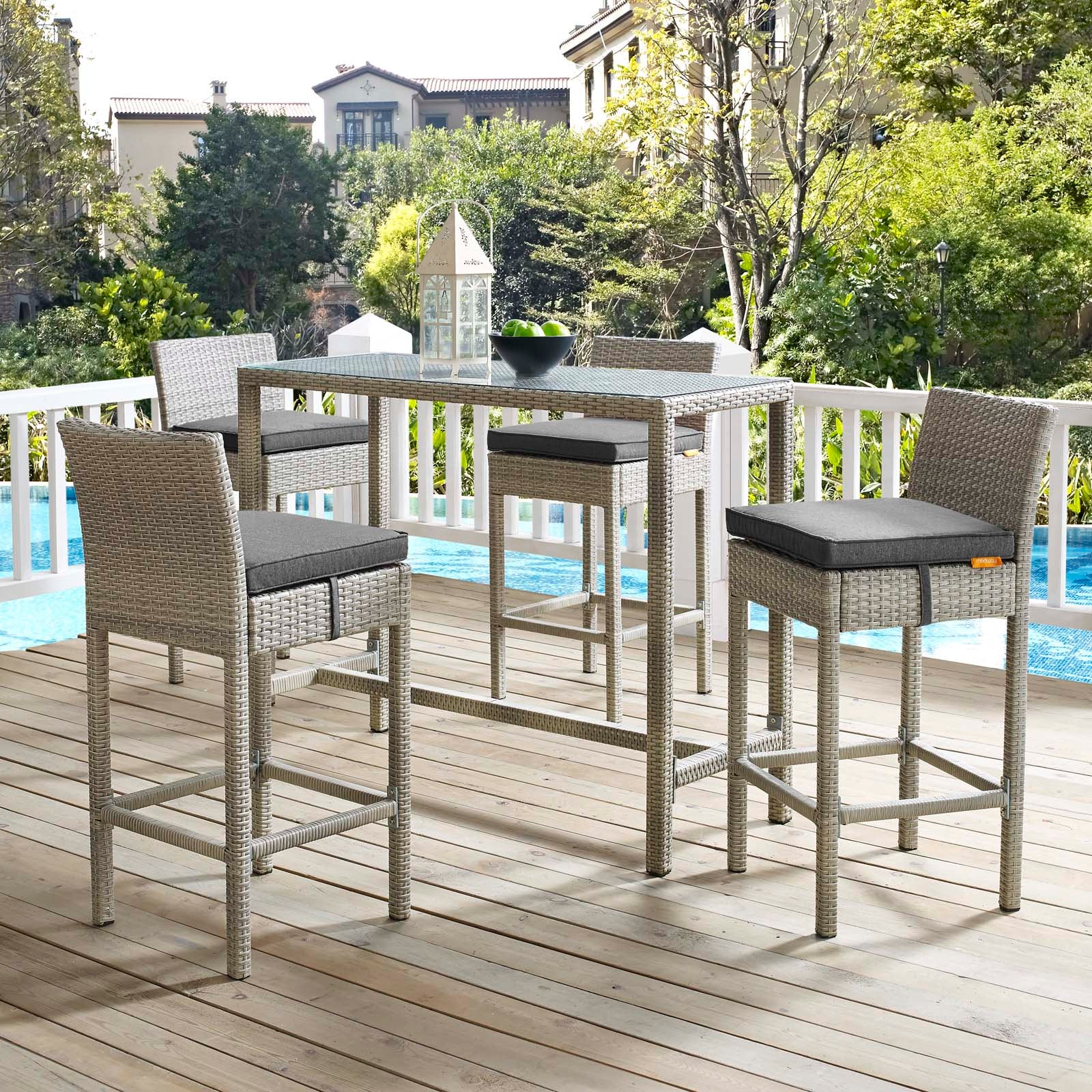 Conduit 5 Piece Outdoor Patio Wicker Rattan Set By Modway - EEI-3722 | Outdoor Sofas, Loveseats & Sectionals | Modishstore - 14