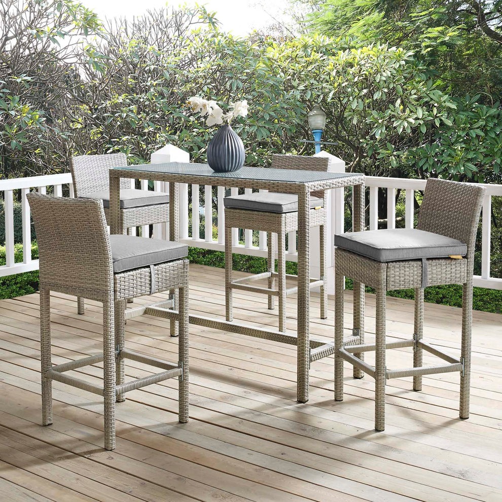 Conduit 5 Piece Outdoor Patio Wicker Rattan Set By Modway - EEI-3722 | Outdoor Sofas, Loveseats & Sectionals | Modishstore - 35