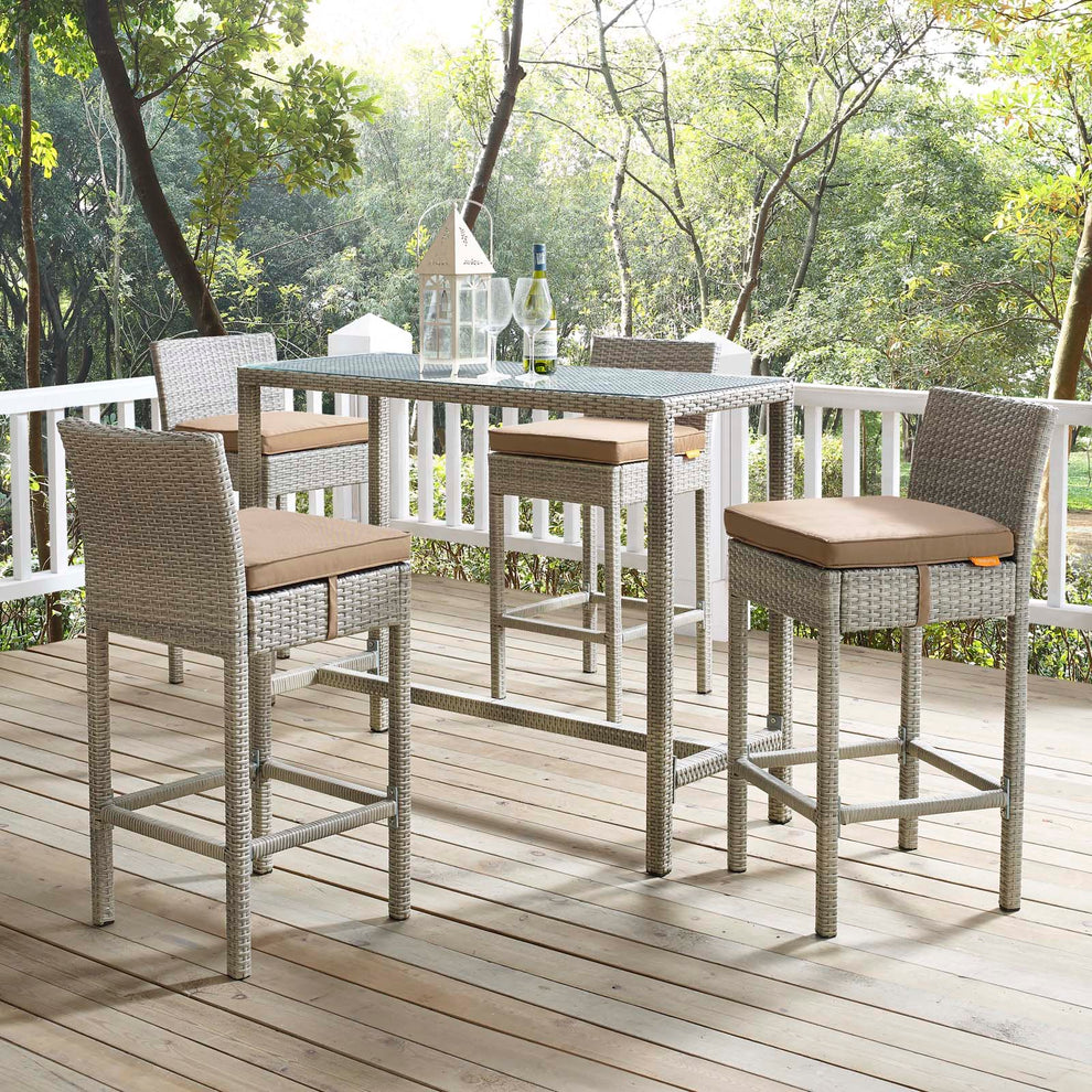 Conduit 5 Piece Outdoor Patio Wicker Rattan Set By Modway - EEI-3722 | Outdoor Sofas, Loveseats & Sectionals | Modishstore - 42