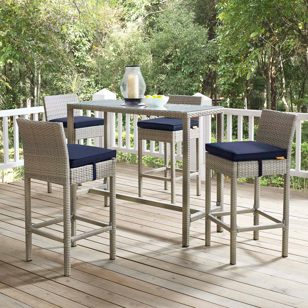 Conduit 5 Piece Outdoor Patio Wicker Rattan Set By Modway - EEI-3722 | Outdoor Sofas, Loveseats & Sectionals | Modishstore - 49