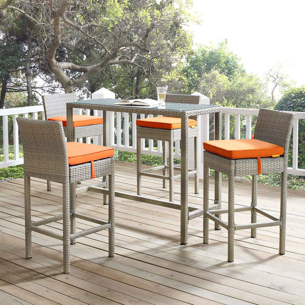 Conduit 5 Piece Outdoor Patio Wicker Rattan Set By Modway - EEI-3722 | Outdoor Sofas, Loveseats & Sectionals | Modishstore - 56