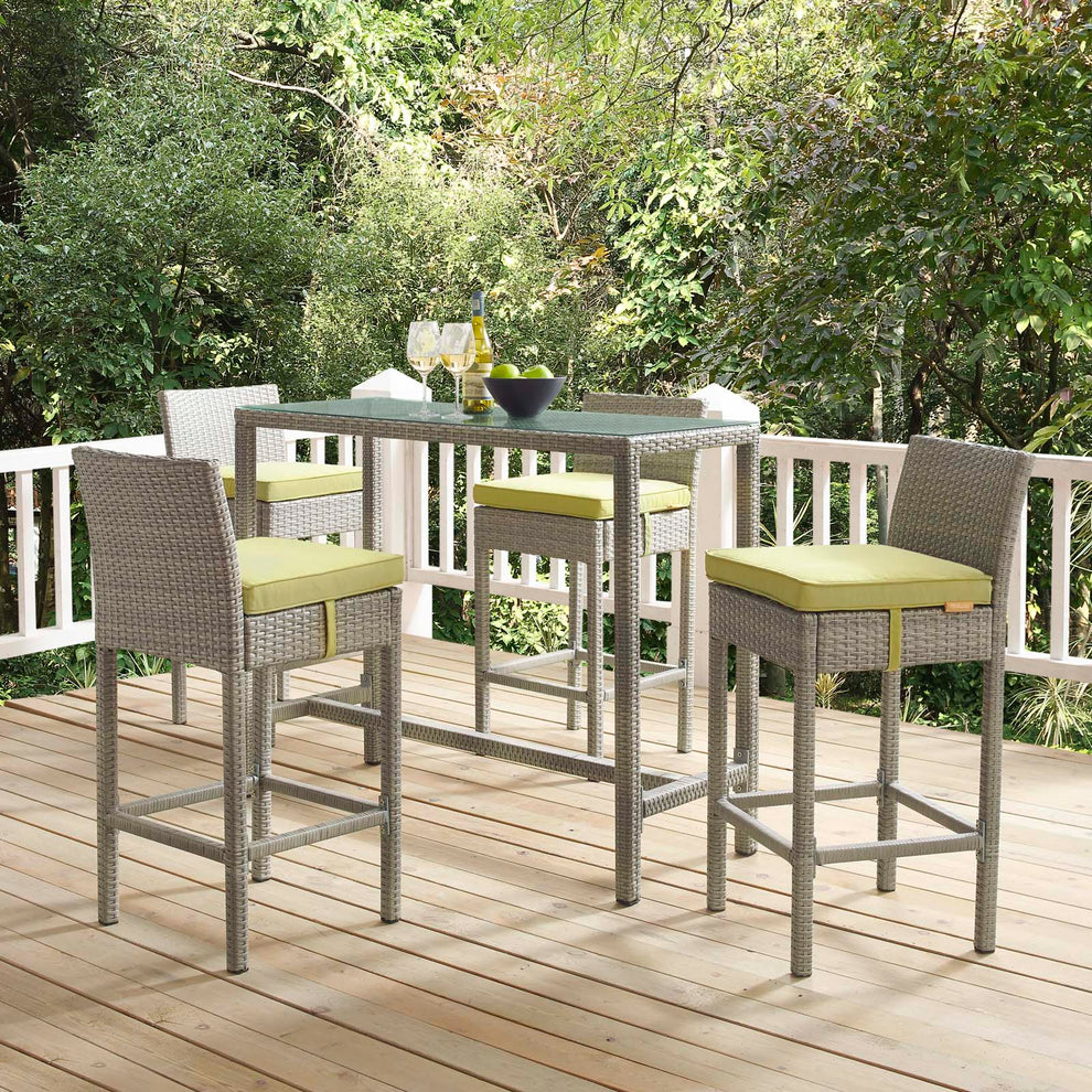 Conduit 5 Piece Outdoor Patio Wicker Rattan Set By Modway - EEI-3722 | Outdoor Sofas, Loveseats & Sectionals | Modishstore - 63