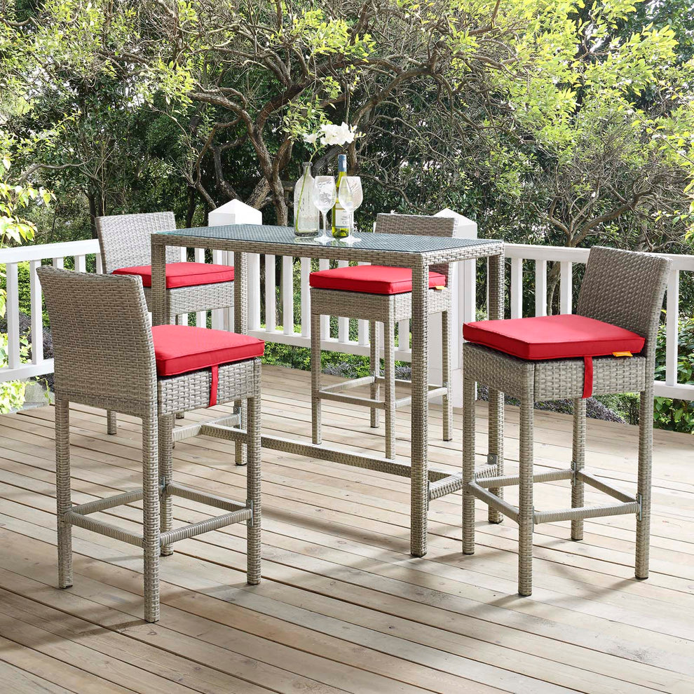 Conduit 5 Piece Outdoor Patio Wicker Rattan Set By Modway - EEI-3722 | Outdoor Sofas, Loveseats & Sectionals | Modishstore - 70