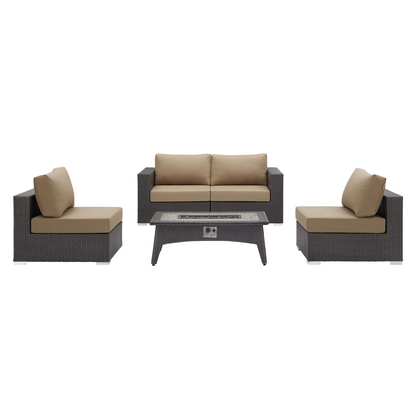 Convene 5 Piece Set Outdoor Patio with Fire Pit By Modway - EEI-3723 | Outdoor Sofas, Loveseats & Sectionals | Modishstore - 1