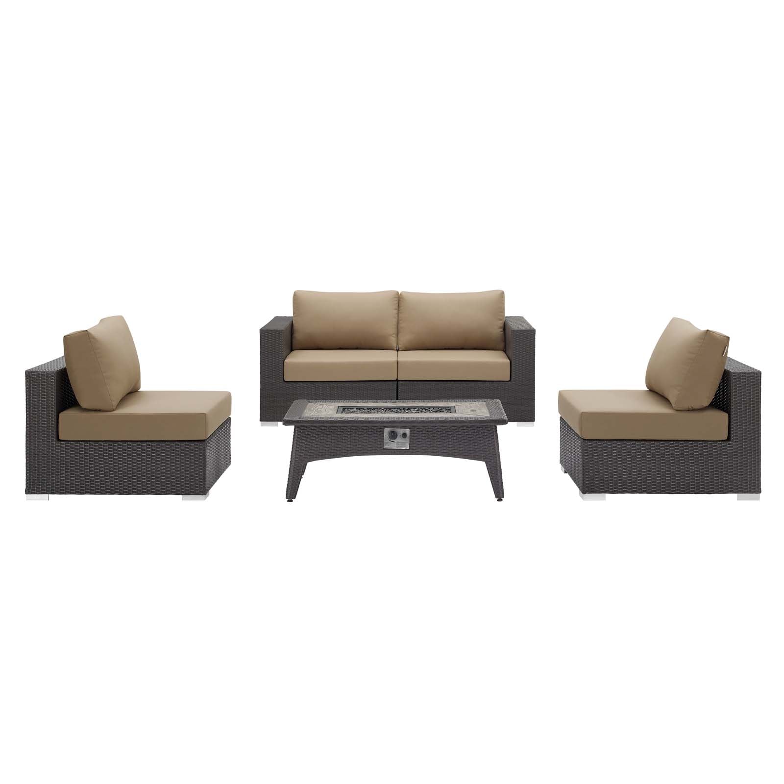 Convene 5 Piece Set Outdoor Patio with Fire Pit By Modway - EEI-3723 | Outdoor Sofas, Loveseats & Sectionals | Modishstore - 9