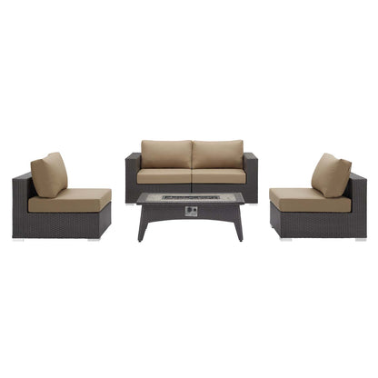 Convene 5 Piece Set Outdoor Patio with Fire Pit By Modway - EEI-3723 | Outdoor Sofas, Loveseats & Sectionals | Modishstore - 9