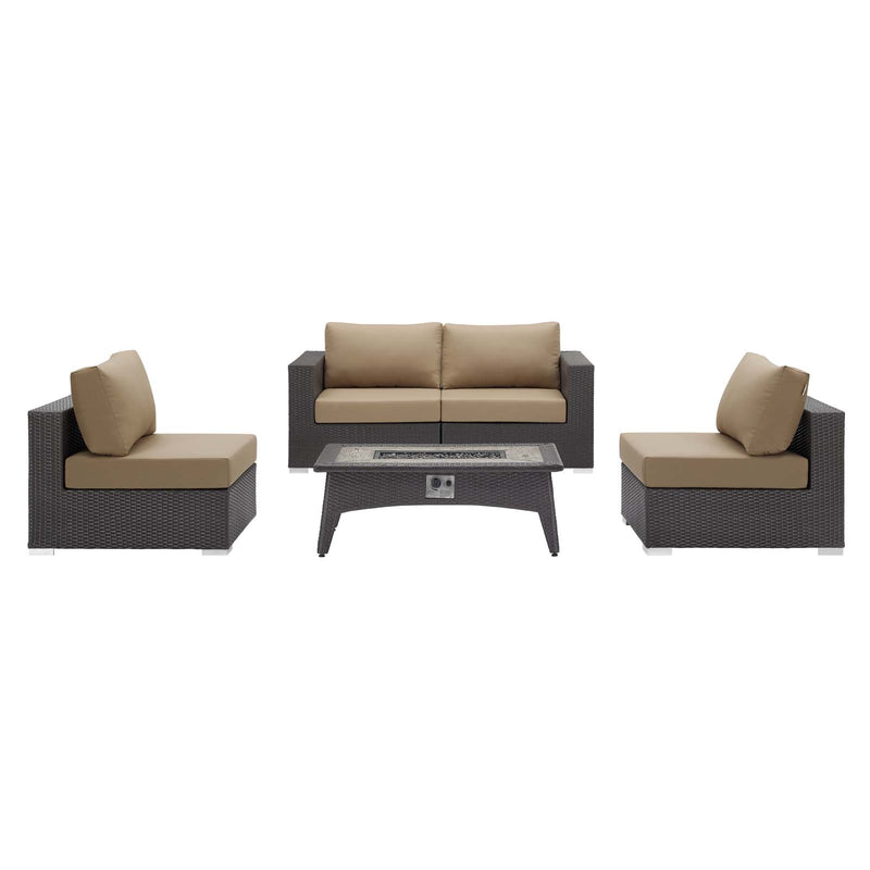 Convene 5 Piece Set Outdoor Patio with Fire Pit By Modway - EEI-3723 | Outdoor Sofas, Loveseats & Sectionals | Modishstore - 9