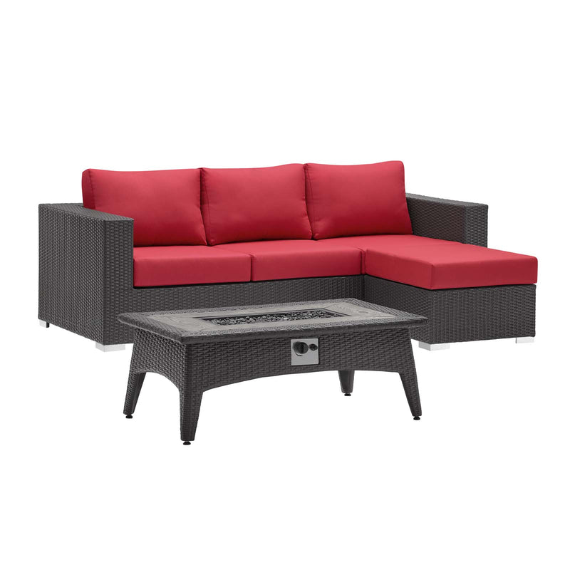 Modway Convene 3 Piece Set Outdoor Patio with Fire Pit - EEI-3724 | Outdoor Sofas, Loveseats & Sectionals | Modishstore - 14
