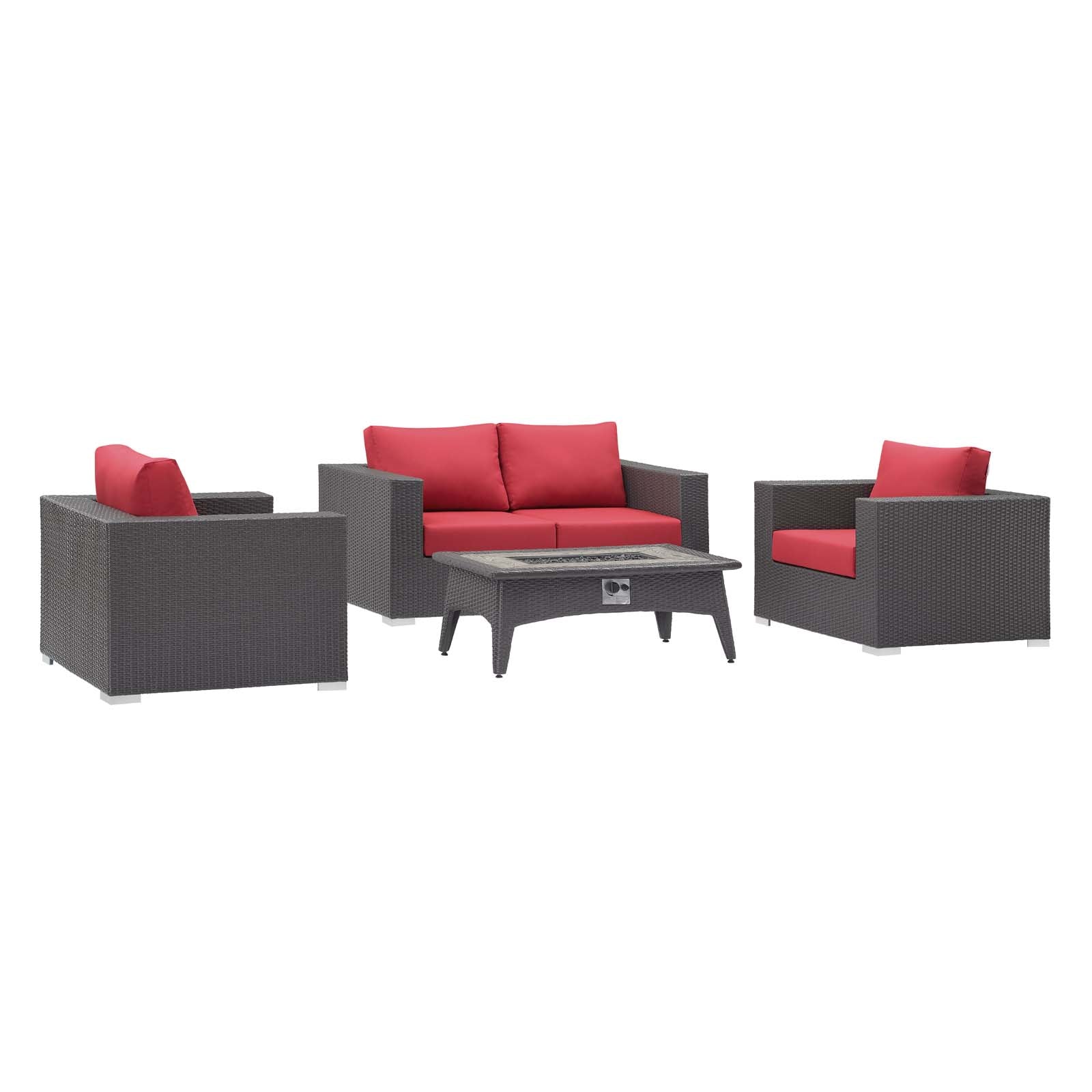 Convene 4 Piece Set Outdoor Patio with Fire Pit By Modway - EEI-3725 | Outdoor Sofas, Loveseats & Sectionals | Modishstore - 9