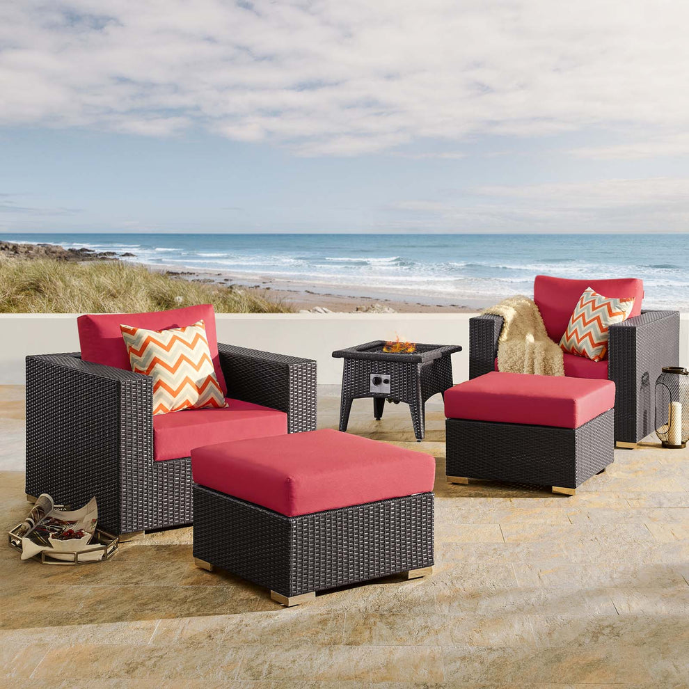 Modway Convene 5 Piece Set Outdoor Patio with Fire Pit-EEI-3726 - EEI-3726 | Outdoor Sofas, Loveseats & Sectionals | Modishstore - 26