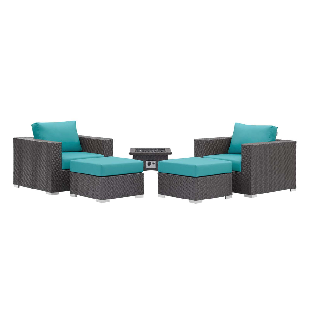 Modway Convene 5 Piece Set Outdoor Patio with Fire Pit-EEI-3726 - EEI-3726 | Outdoor Sofas, Loveseats & Sectionals | Modishstore - 2