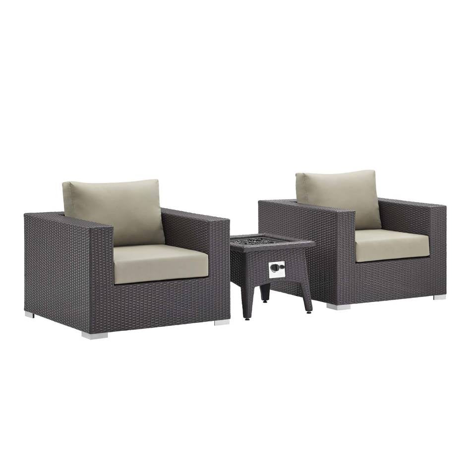 Modway Convene 3 Piece Set Outdoor Patio with Fire Pit | Outdoor Sofas, Loveseats & Sectionals | Modishstore-7