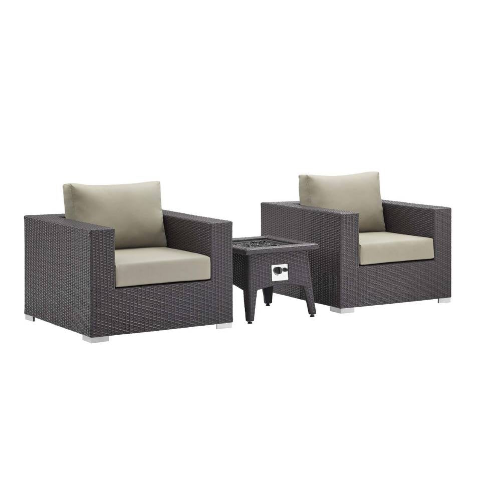 Modway Convene 3 Piece Set Outdoor Patio with Fire Pit - EEI-3727 | Outdoor Sofas, Loveseats & Sectionals | Modishstore - 7
