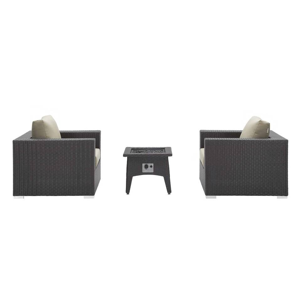 Modway Convene 3 Piece Set Outdoor Patio with Fire Pit - EEI-3727 | Outdoor Sofas, Loveseats & Sectionals | Modishstore - 2