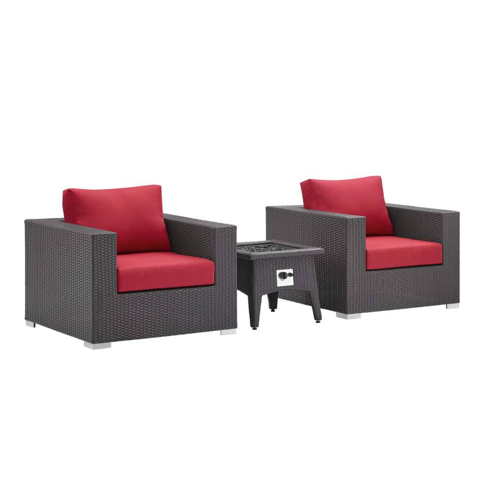 Modway Convene 3 Piece Set Outdoor Patio with Fire Pit | Outdoor Sofas, Loveseats & Sectionals | Modishstore-9